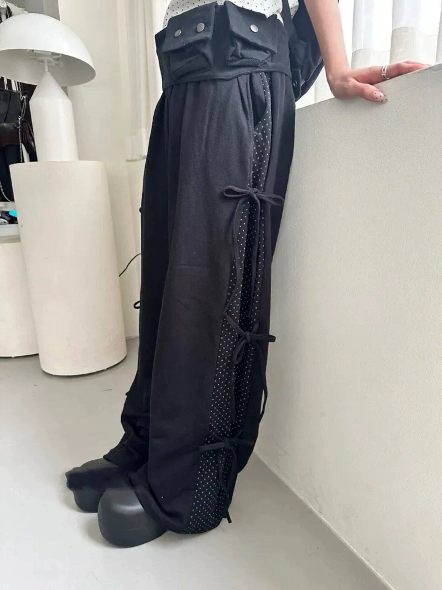 Korean Pants Lifestyle - Autumn Winter Polka Dot Splice Color