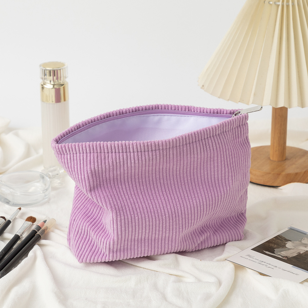 Corduroy Cosmetic Bag Women Ko - Korean Skincare Routine ulasan dan harga