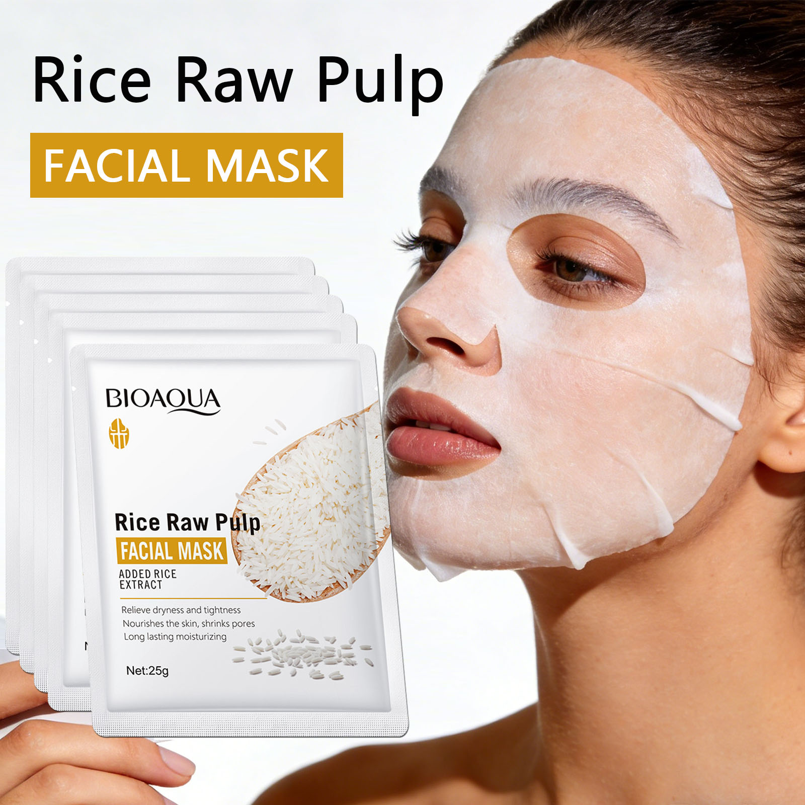 1/5/10/20pcs Rice Raw Pulp Fac - Korean Skincare Routine ulasan dan harga